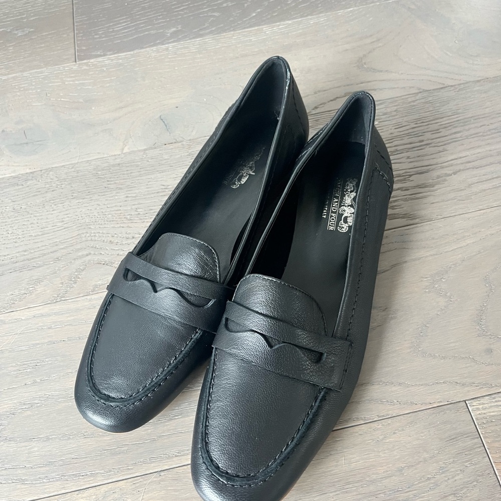 Coach Black Leather Flats